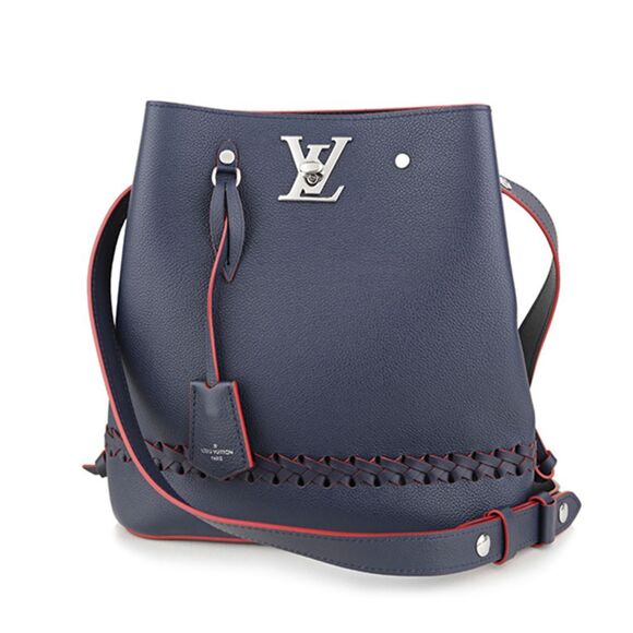 Louis Vuitton Shoulder Bag LockMe Bucket Navy Marine Rouge - Picture 1 of 9